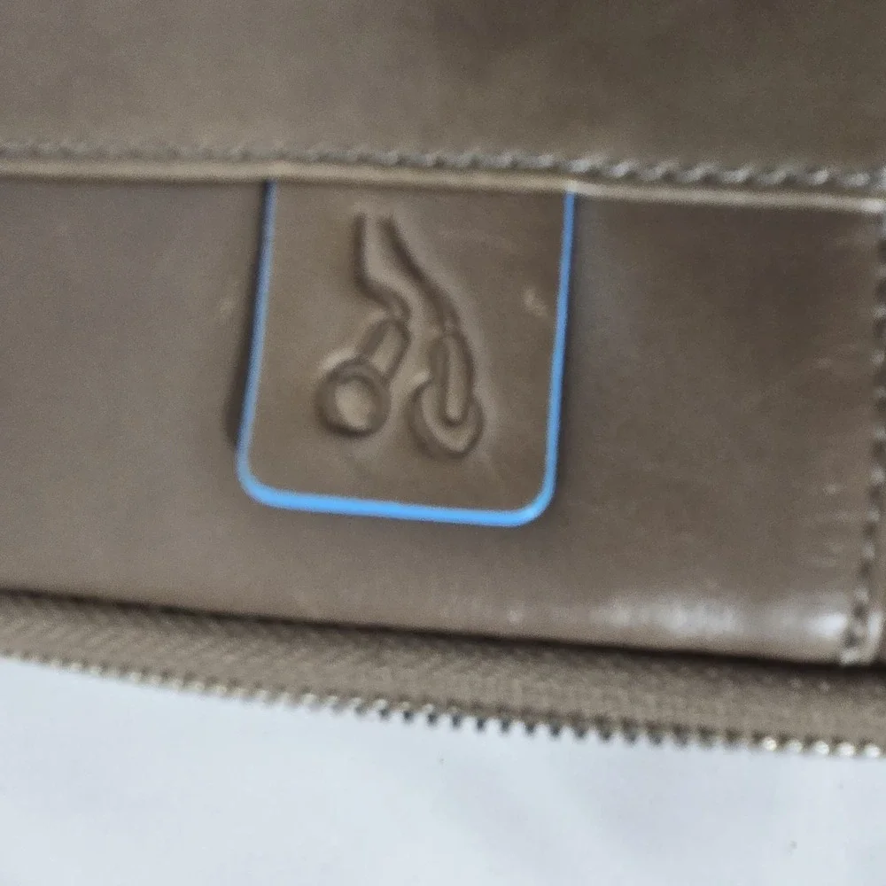 Piquadro Italian Leather Crossbody Organizer Bag Gray Blue Men's Travel EDC 11x9